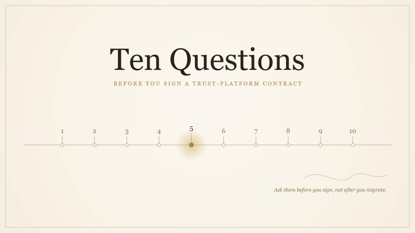 Ten questions before you sign a trust-platform contract
